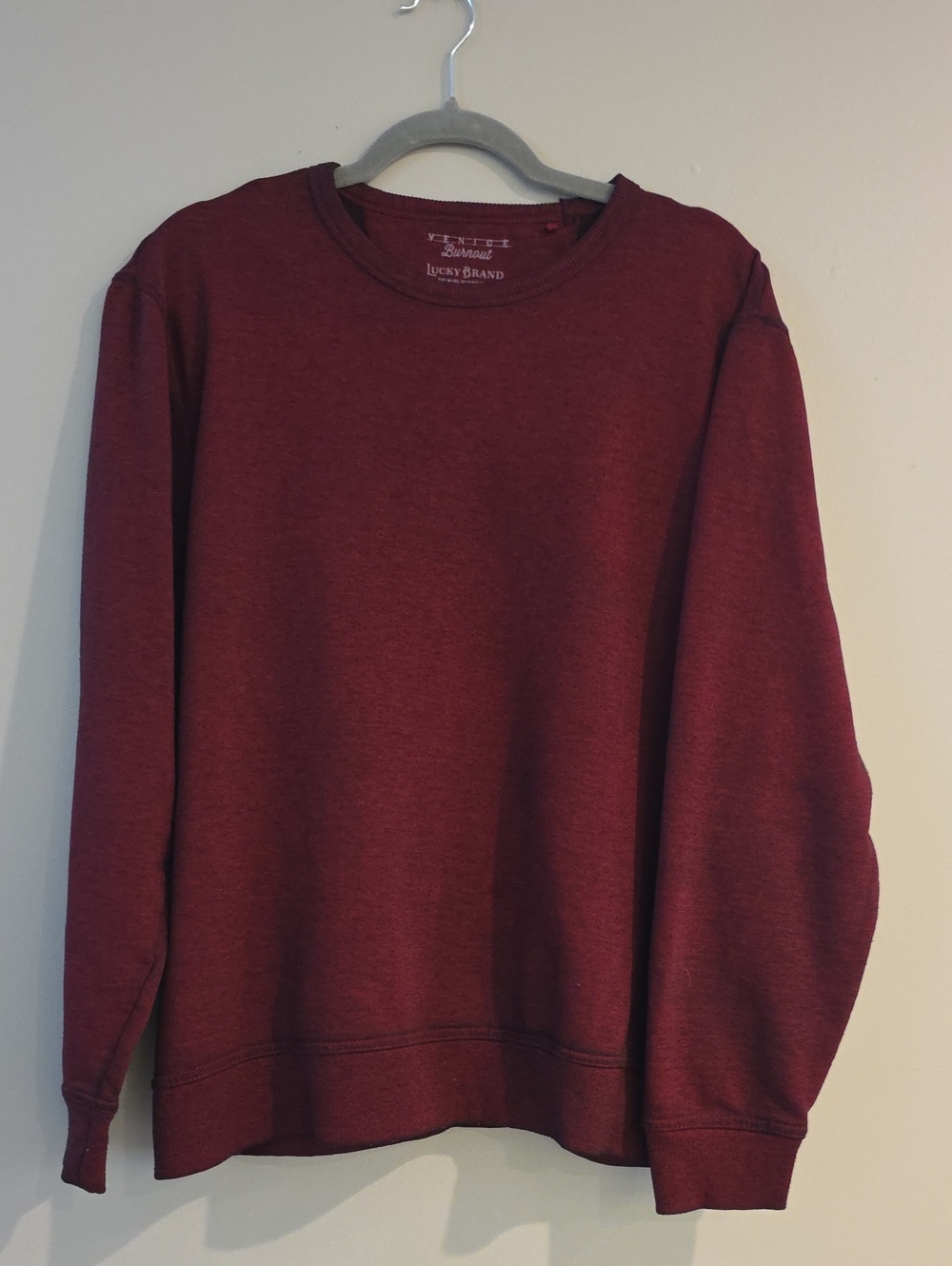 Lucky Brand Men's Burgundy Crewneck Sweater